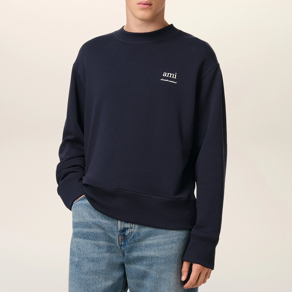 AMI Paris Logo Cotton-Jersey Jumper - L